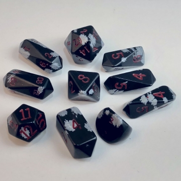 16mm 10 Piece Hybrid Snowflake Obsidian Set