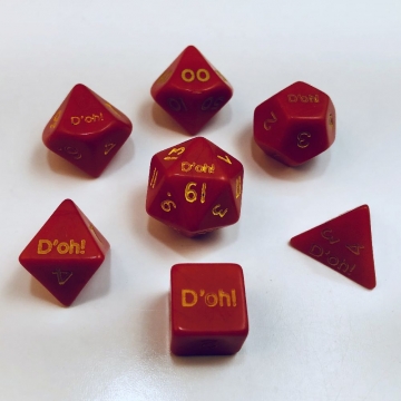 7 piece set Fantasy D'oh! opaque dice - red