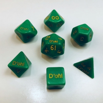 7 piece set Fantasy D'oh! opaque dice - green