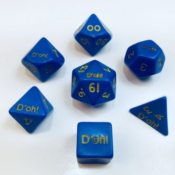 7 piece set Fantasy D'oh! opaque dice - blue