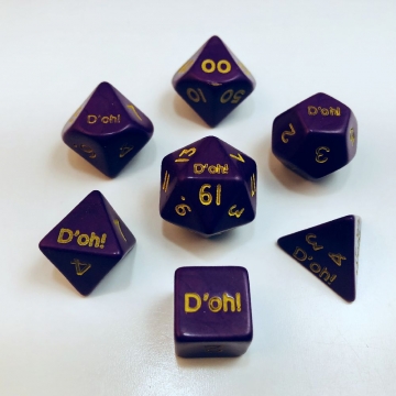 7 piece set Fantasy D'oh! opaque dice - purple