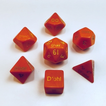 7 piece set Fantasy D'oh! opaque dice - orange